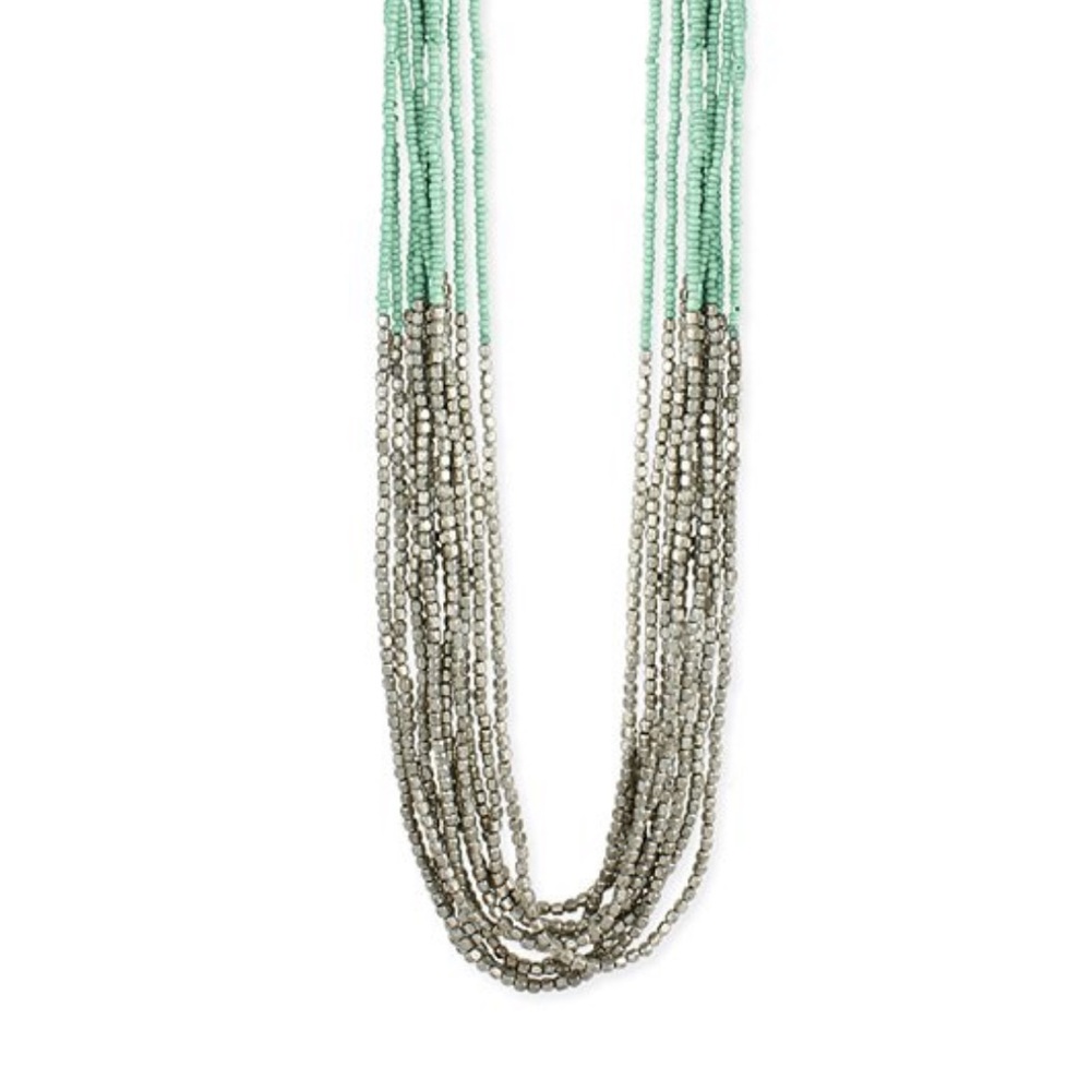 Zad Mint & Smoke Gray Seed Bead Necklace with lobster claw closure